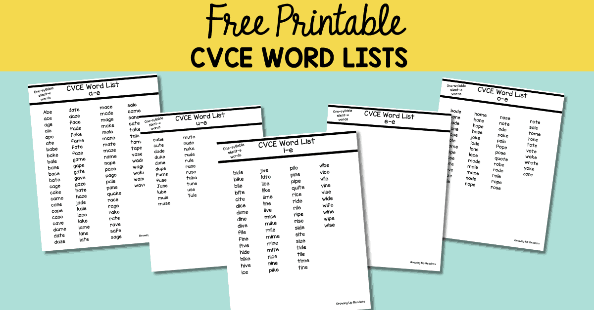 list of cvce words
