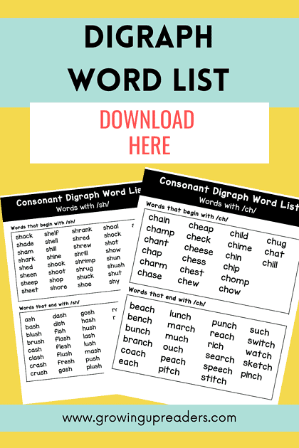 Common Consonant Digraph Word List Spelling Resources